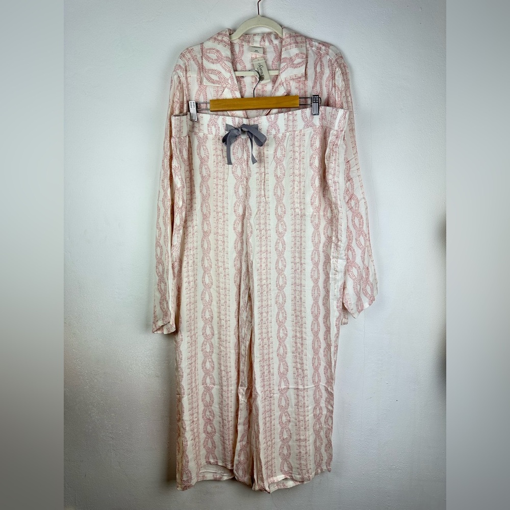 NWT SOMA Light Nights Cozy Cable Vint Pink 2pc Pajama Set Size XXL